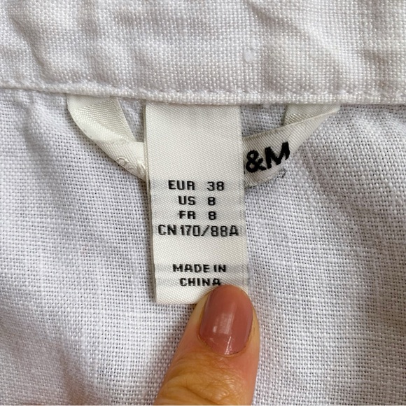 🐚 H&M WHITE LINEN BELTED BLAZER JACKET! - Picture 12 of 14